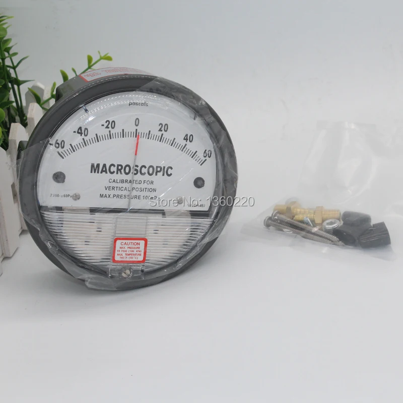 -60~60Pa pascals MACROSCOPIC Cleanroom Air Micro pressure Difference gauge Purification cleanup pascal differenece meter