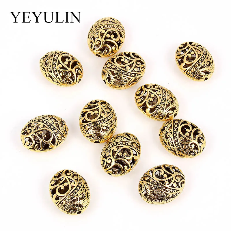 5Pcs Hole Antique Gold Color Round European Big Hole Beads Spacer Bead For DIY Jewelry Making Charms Bracelets Accessories