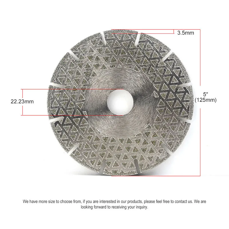 DC-ESB03 phân đoạn loại arbor 22.23 mét kim cương khô/ướt cắt 125 mét mạ điện lưỡi cắt để cắt đá cẩm thạch