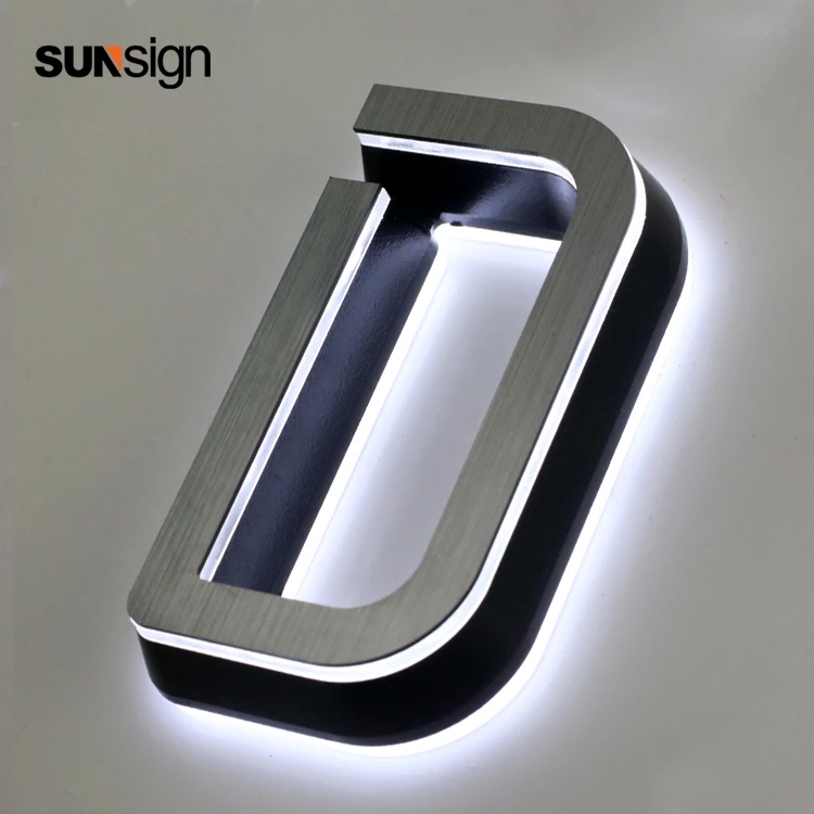 3D led letters acrylic led lighting sign brushed metal surface for advertising commercial signs