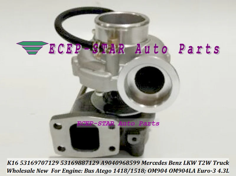 Turbo K16 53169707129 53169887129 A9040968599 A9040966399 For Mercede Benz LKW T2W Truck Atego 1418 1518 OM904 OM904LA 4.3L