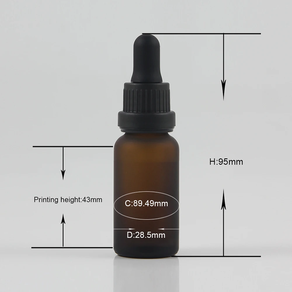 

Amber Frosted Glass Dropper Bottle 20ml Refillable Tea Tree Oil Essential Container Liquid Pipette Bottle