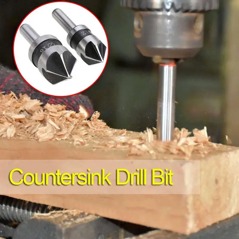 1/2-5/8 Round Shank Woodworking Five Flutes Countersink Drill Bit 2 PCS/ Set
