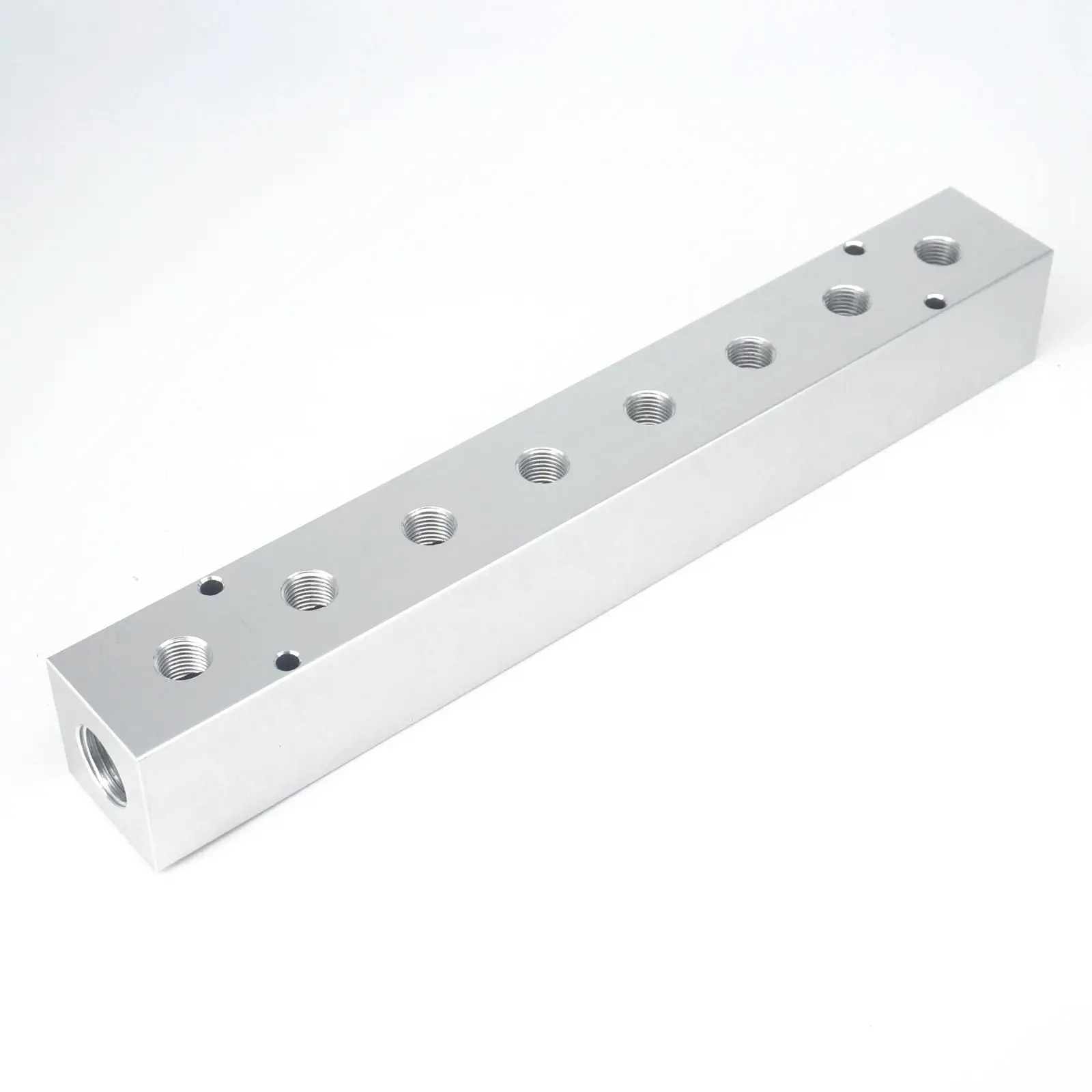 

40x40mm G1/2" In G1/4" Out 8 Way Pneumatic Air Solid Aluminum Manifold Block Splitter