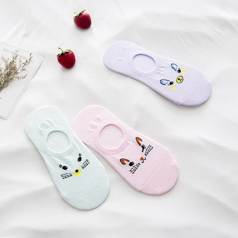 Japanese Spring Summer Small Animal Woman Invisible Socks Cotton Rabbit Fox Cartoon Socks  girl boy hosiery 1pair=2pcs ws105