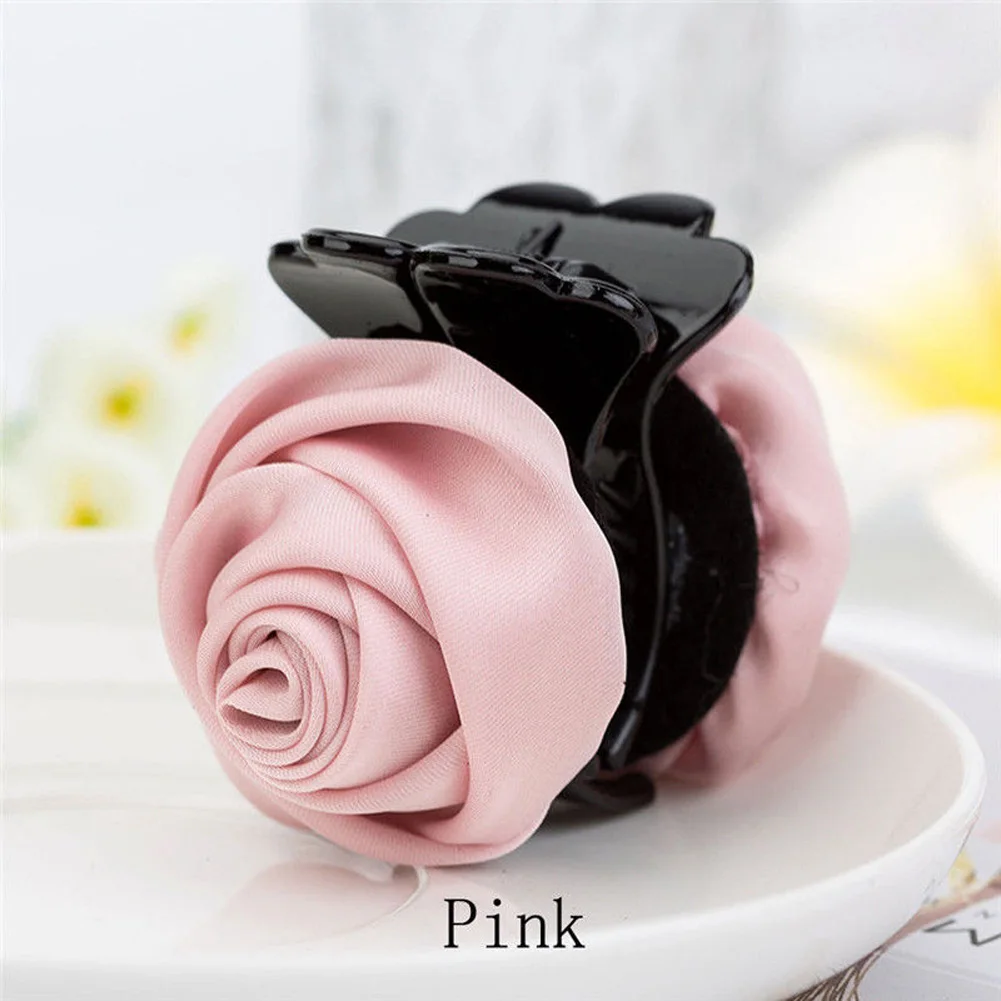 Fashion Rose Flowers Hair Claws Clips For Women Girls Pink Sweet Hair Crab Clamp Hairpins Hairgrips Hair Accessories For Gifts