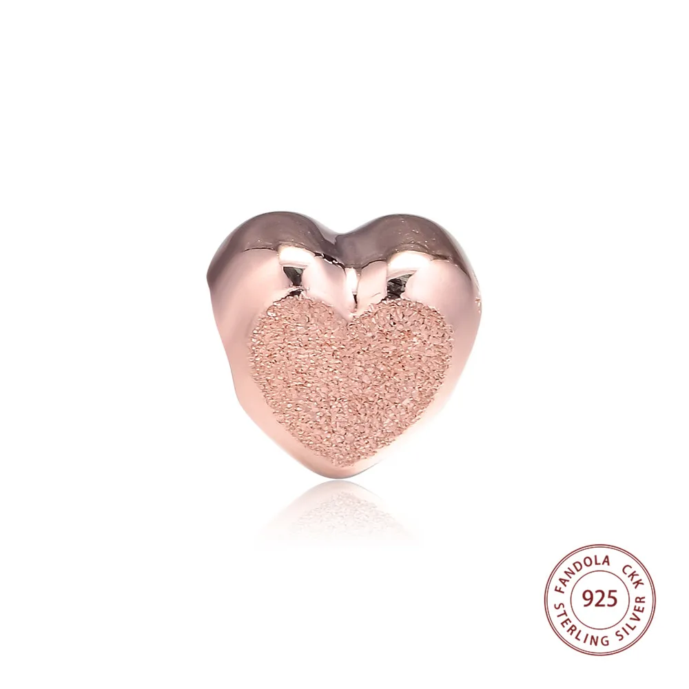 

CKK 925 Sterling Silver Matte Brilliance Heart Charms Fits Europe Bracelets Women Metal Beads for Jewelry Making Perles