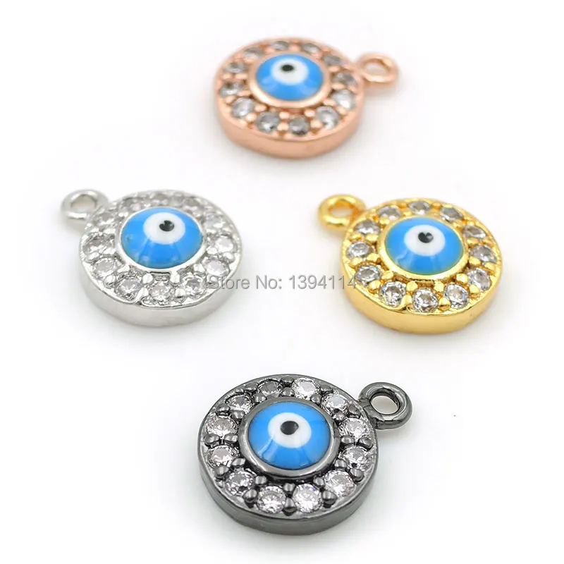 

Микро-паве 11*8*3 мм с прозрачными фианитами и синей эмалью в форме глаза, для мужчин и женщин, для изготовления браслетов или ожерелий, ювелирных украшений