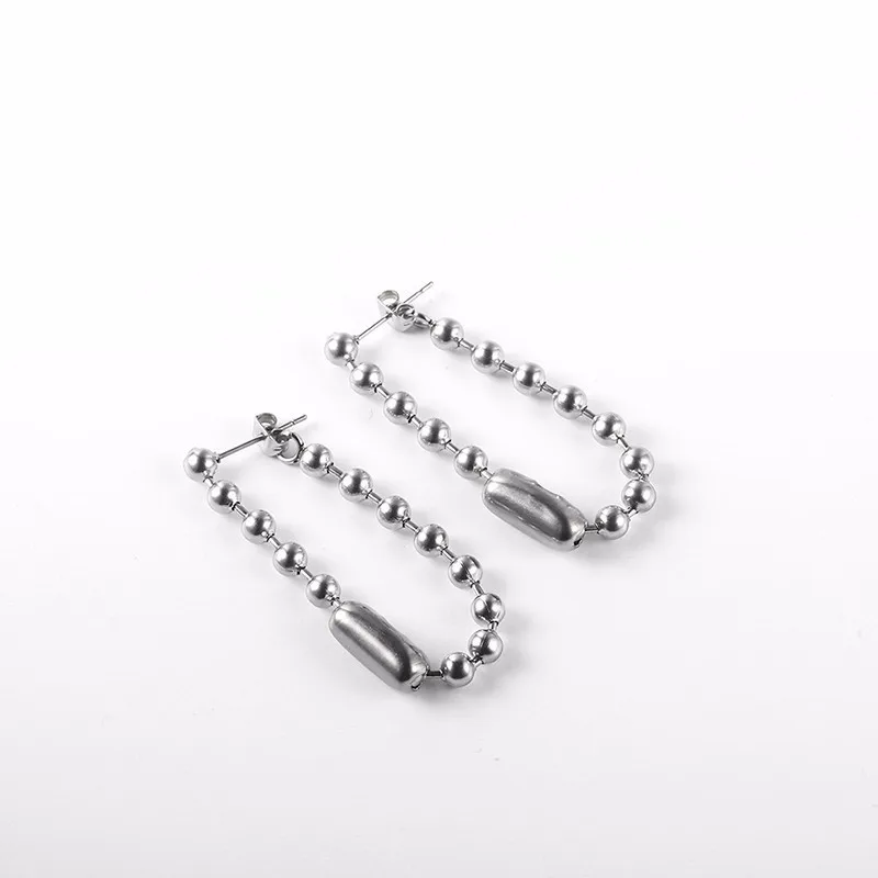 Stainless Steel Bead Chain Creative Design Front Rear Suspension Temperament Female Jewelry Drop Earrings image 5