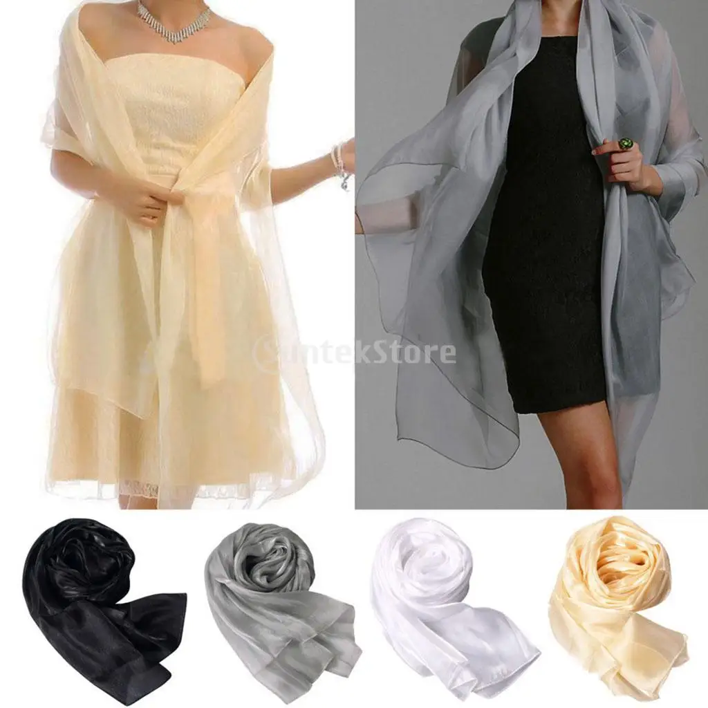 Pashmina larga y suave para mujer, chal de gasa de Organza, bufandas para bodas, damas de honor nupciales, ropa de noche, moda