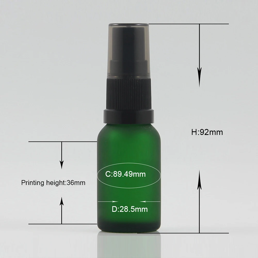 

Luxury 15ml perfume atomizer frosted green cosmetic packaging 0.5 oz sample bottle with fine mist sprayer