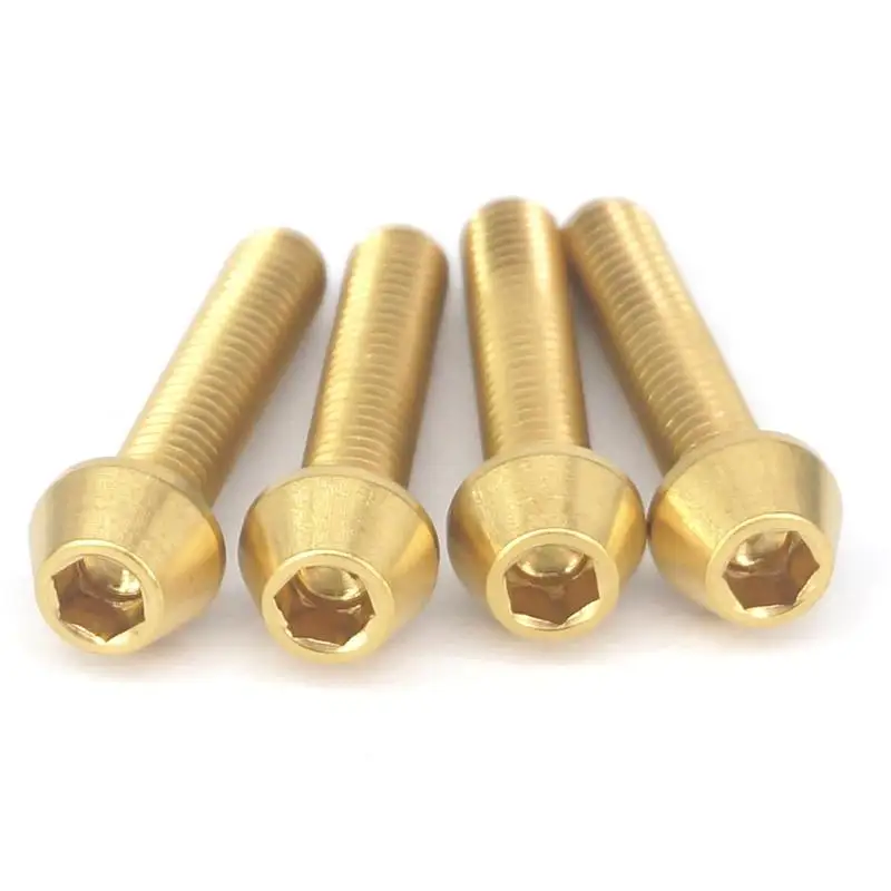 4 PCS M4x20mm Golden GR5 Titanium Cone head Bolts For Bike Rear Derailleur