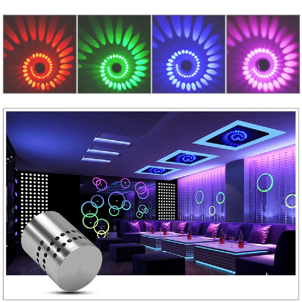 LED Indoor Wall Lamps 3W RGB Sconce Ceiling Lamp Sorridors Light Art Gallery Decoration Balcony Lamp Porch Light