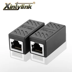 Xintylink-adaptador de tomada dupla feminino cat5e cat7, cat6, cat 6, 8p8c, extensor de rede rg rj 45, rg45, cabo ethernet