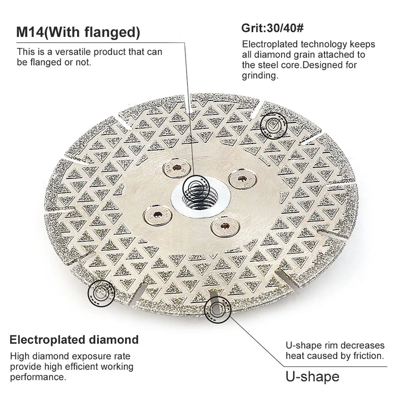 Lâmina de serra galvanizada, 4.5 polegadas, 115mm, com mandril, pedra de corte em mármore