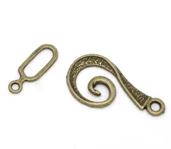 Lovely 30 Sets Bronze Tone Swirl Toggle Clasps 26x12mm,16x6mm (B14515)