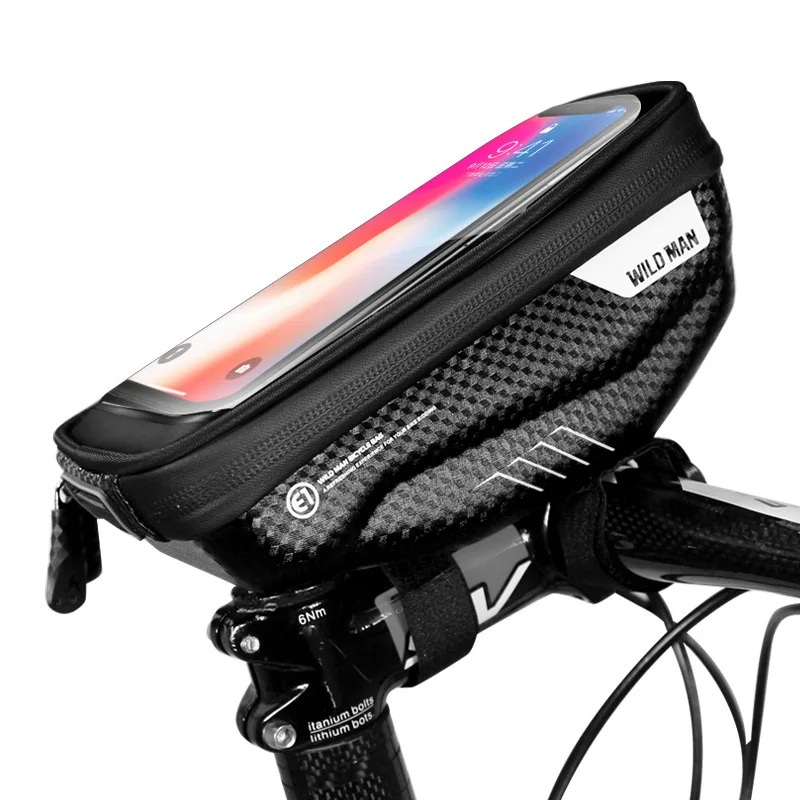 WILD MAN Bicycle Touch Screen Handle Bar Bag Front Tube Frame Bag Waterproof  Phone Bag for Mountain Bike Smartphone GPS Case