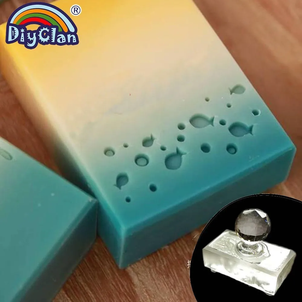 Cute fish group handmade soap making stamp sea pattern natural transparent Diy natural organic glass soap making seal chapter