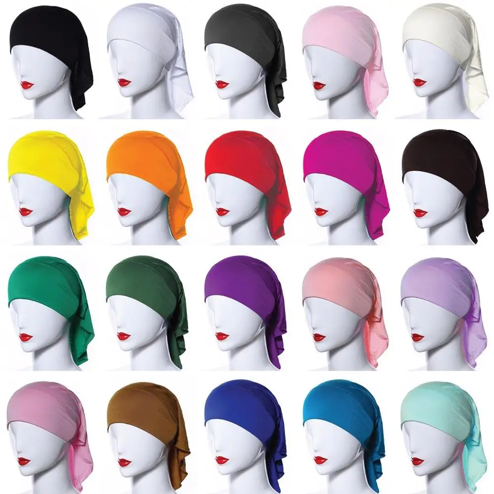 20 Colors Ramadan Modal Muslim Women Inner Hijab Caps Islamic Underscarf Hats Ninja Hijab Plain Hair Loss Hat Niquabs Bonnet New