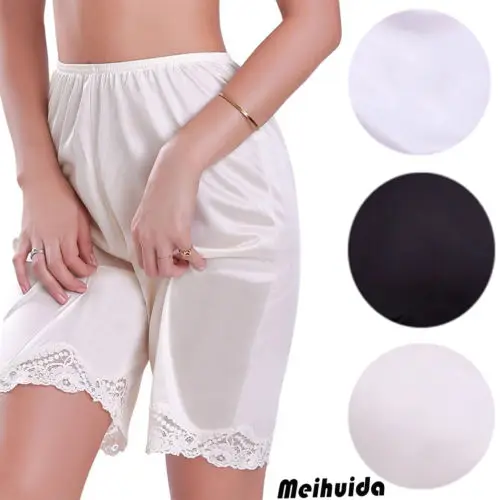 Summer Womens Comfy Casual Lace Hem Satin shorts Sleepwear Sleep Short Femme Solid Sleep Wear Ladies Clothing M~3XL
