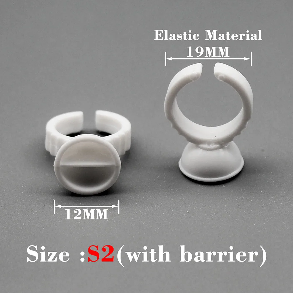 킴치 100개 일회용 타투 색소 홀더 링 팔레트 (그리드 바리어 포함) 속눈썹 연장 접착제 홀더 실리콘