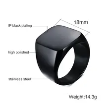 Men's Black Punk Rock Signet Ring #6