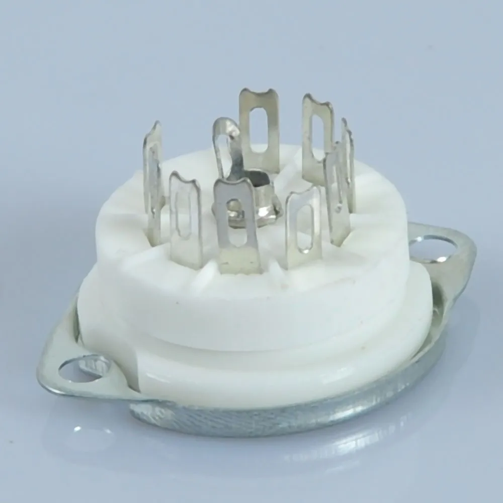 2pcs GZC9-F-G 9pin Audio Amp Sliver Tube Socket 12AX7 12AU7 ECC83 6922 Chassis Mount for Amplifier