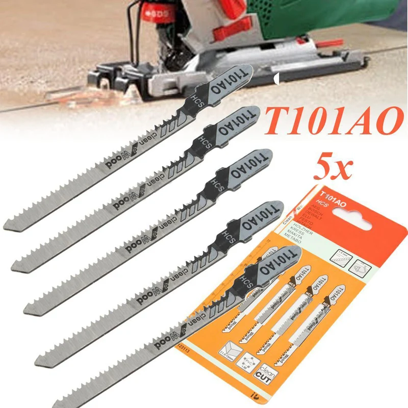 5pcs/set  New T101AO Jigsaw Blades Set Clean Cut Wood Scroll Cutting Tool 1.5-15mm