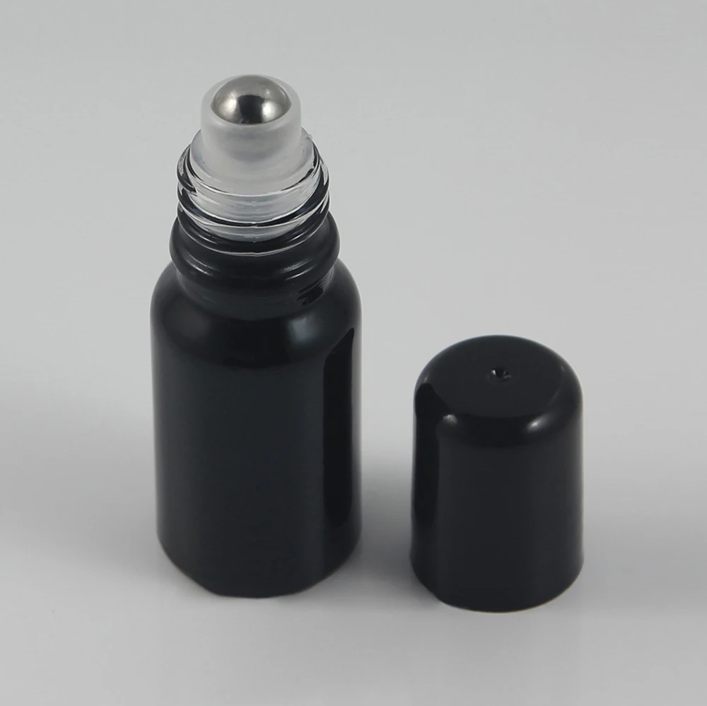 

10ml Mini Roll On Sample Test Roller Bottle for Essential Oils Refillable Perfume Bottle Deodorant Containers with Black lid