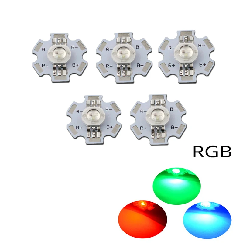 100Pcs 3W High Power Chip white Red Blue Green light Bead Emitter LED Bulb Diodes Lamp Beads with 20mm Star PCB Platine Heatsink image 5