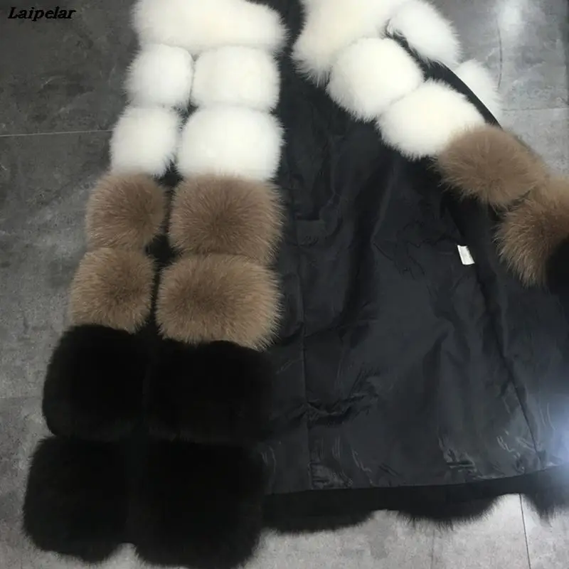 Faux Fur Coat Autumn/Winter New Luxury Faux Fur Ladies Vest Long Thick Contrast Color Sleevele Female Jacket casaco feminino