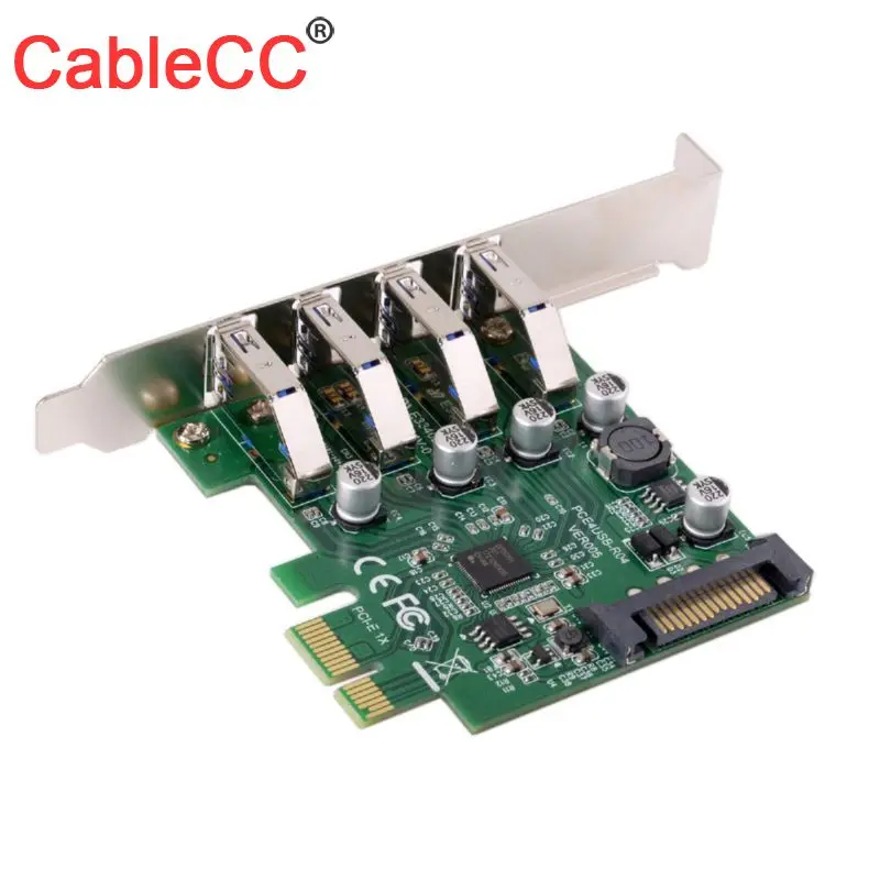 

Cablecc USB 3.0 4 Port 5Gbps PCI-Express X1 Card Adapter HUB Support Low Profile Bracket