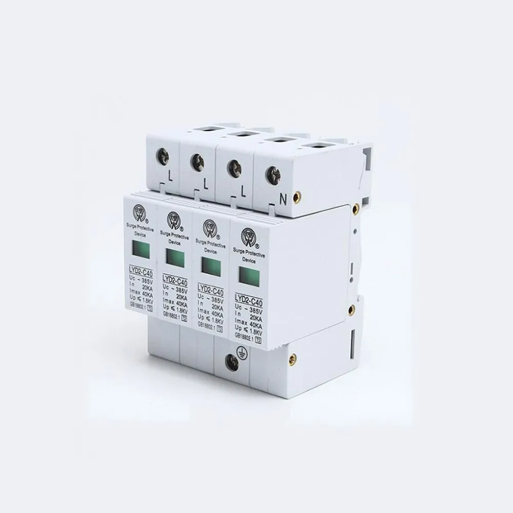 Surge Protector C40-4P 20ka~40ka 275V 385V 420V Ac Spd House Protective Low-voltage Arrester Device 3P+N Lightning Protection