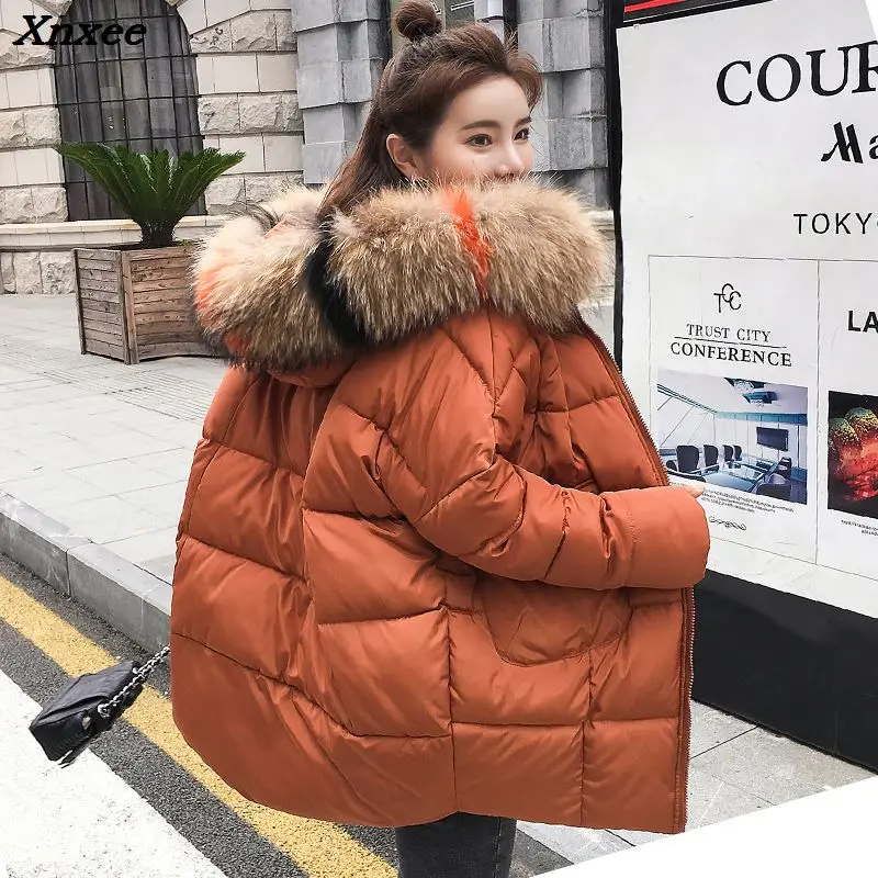 2018 New yellow Winter Jacket Women Parka Fake Fur Collar Down Wadded Female outerwear Cotton-Padded Jackets Women Winter Coat