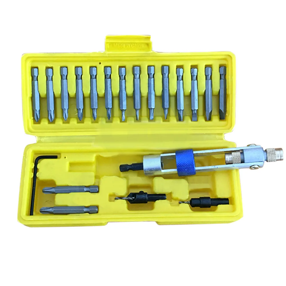 WREOW 20pc HSS set di punte da trapano svasatore Power Drill Bit vite Half Time Drill Driver girevole Set di accessori per utensili a cambio rapido