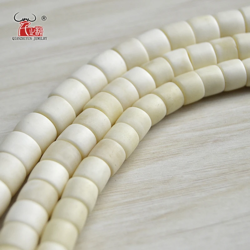 GZ-027 Barrel Beads 30PCS Natural Ecru Yak Bone Beads Tibetan Rosary Beads Jewelry Accessories.Hole 2mm.Beads for Jewelry Making