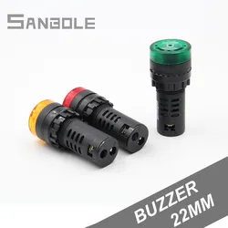 Indicador de alarma de Flash, luz de zumbador, 22mm, 12v, 24v, 110v, 220v, lámpara de señal de AD16-22SM, rojo, verde, amarillo, 10 Uds.