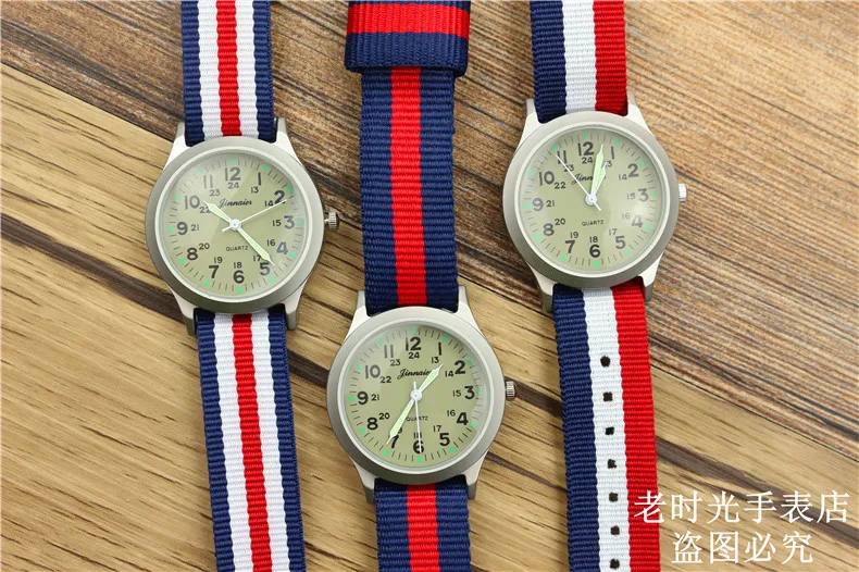 new fashion boys and girls outdoor sports army watch cute luminous hands middle student colorful nylon casual child gift clock