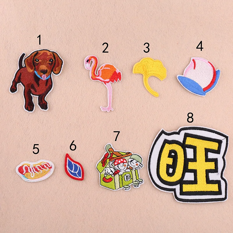 PGY High-quality Little Animal Flaming bird Patches Cute Little dog Embroidery Appliques Garden Clown Badges for Kids Stickers