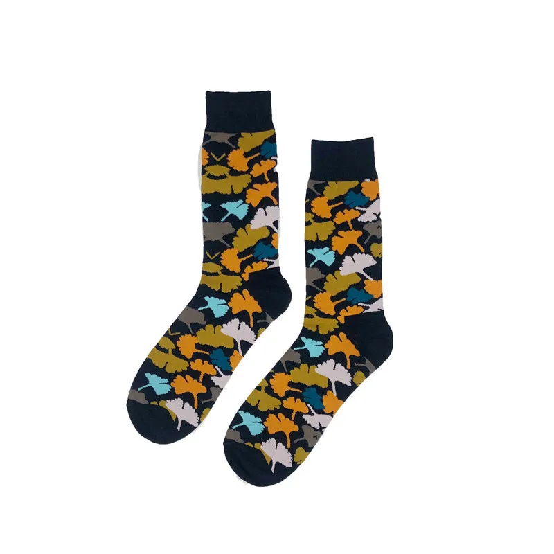 Men Sock Cartoon Flower Leaves Submarine Bird Fashion Harajuku Happy Funny Skate Hip Hop Street Male Casual Cotton Socks Autumn