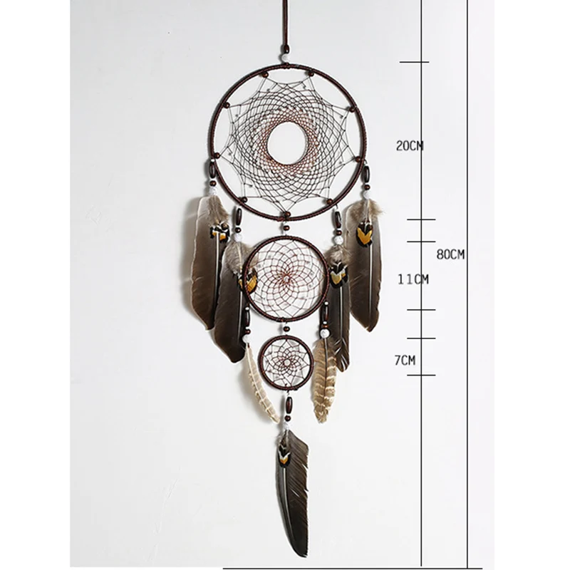 Eagle feather dream catcher big 3 iron ring indoor pendant Indian dream catcher pendant gift gift wedding decoration big dreamca