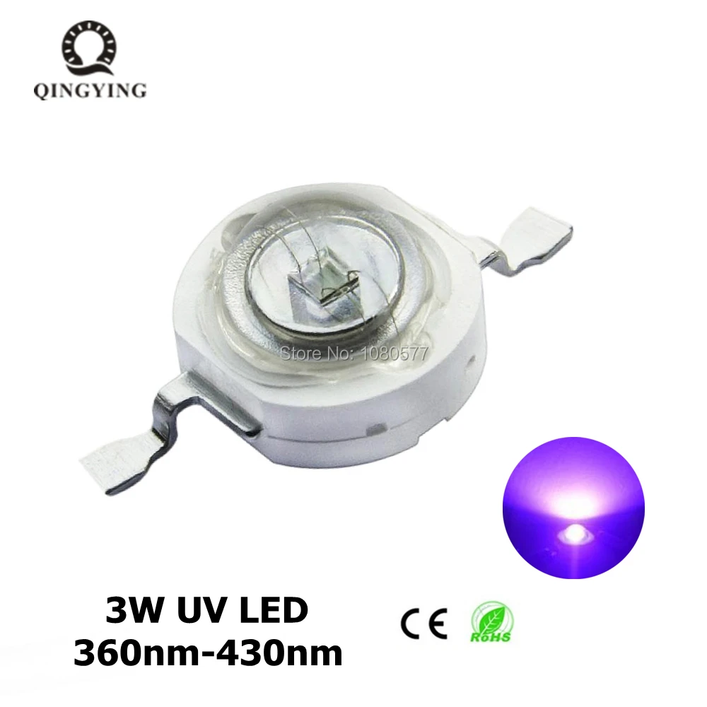10szt-100szt 3W UV High Power LED Light Beads Ultra Violet Purple LED Chip 360nm 365nm 370nm 380nm 390nm 395nm 400nm 405nm 430nm
