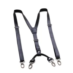 1.5cm Real Leather Man's Suspenders Fashion Hook Buckle Braces Elastic Adjustable Suspensorio Bretelles Tirantes Casual Trousers