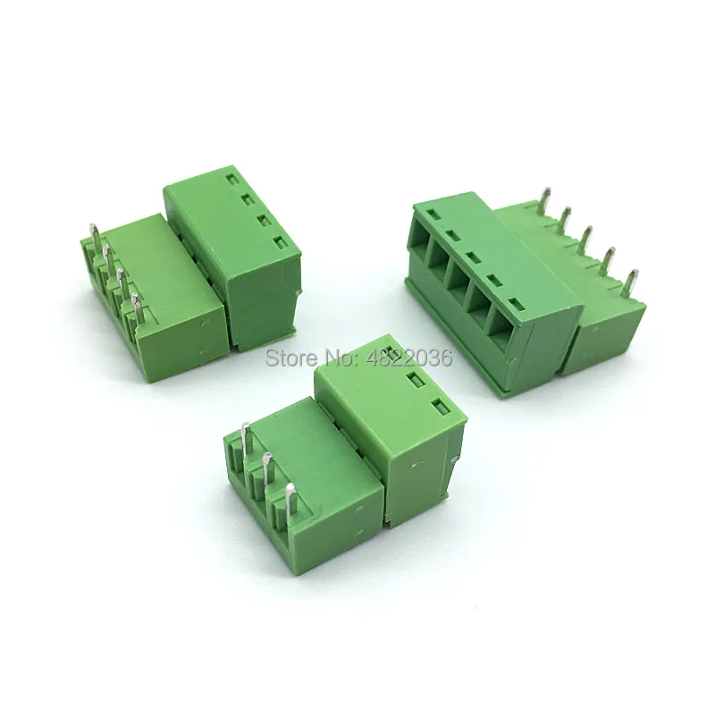 5sets 15EDG 2/3/4/5/6/7/8pin 3.81MM pitch Right Angle Screw Terminal Block Connector 3.81 Plug + Bending Pin Hesder Socket