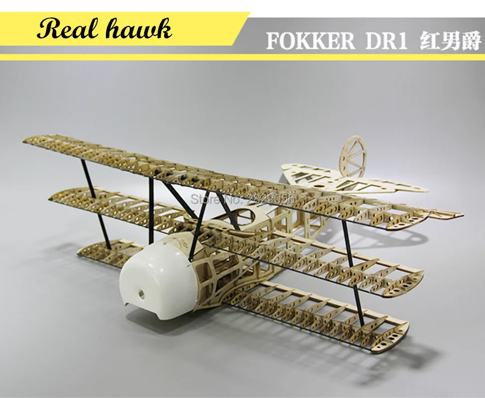 Kit d'avion en bois Balsa découpé au laser RC, cadre FOKKER DR1, envergure 770mm, modèle bricolage, kit de construction