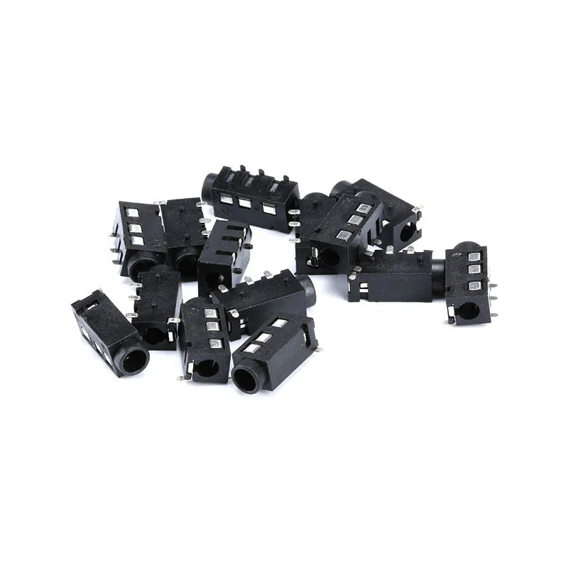 10PCS 3.5mm jack Female Audio Connector 4 Pin DIP Headphone Jack Socket PJ-320A PJ320A Audio Interface Audio Jack Black