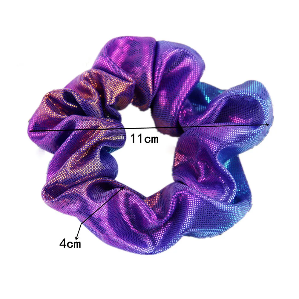 2019 Fashion Women Colorful Bronzing Elastic Hair Rope Glitter Ponytail Holder Hair Ring Accessories Girls Scrunchies Headwear