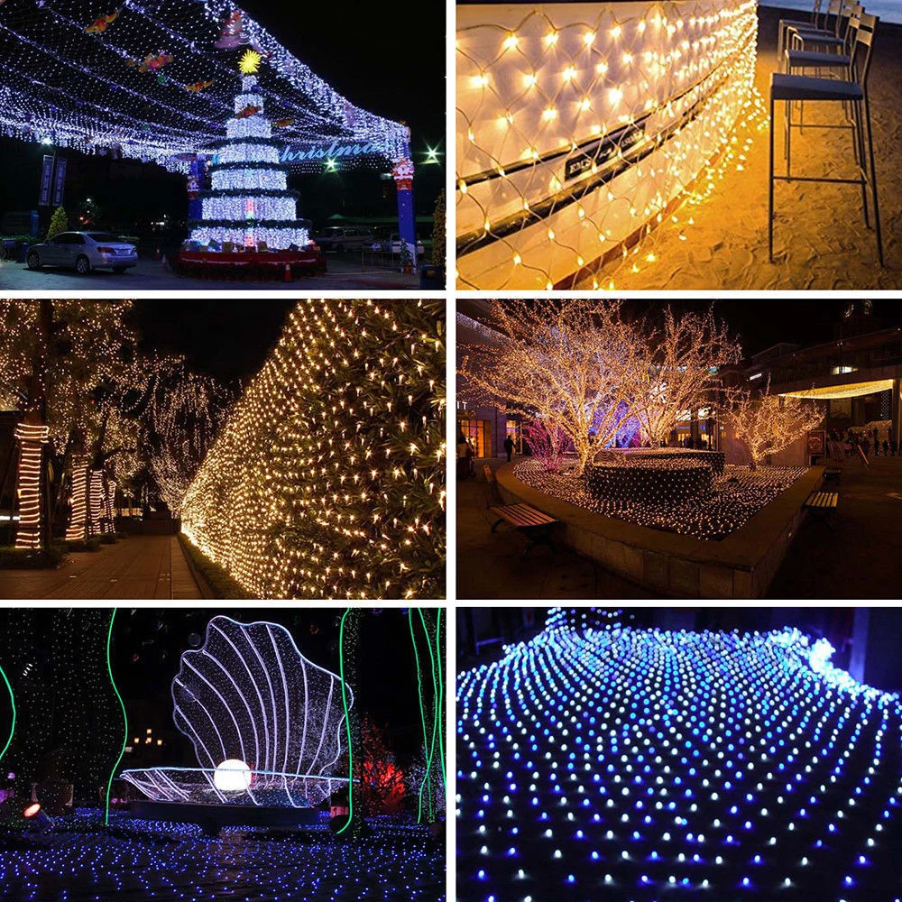 Cortina de luces navideñas para decoración al aire libre, cortina de carámbanos de 220V, resistente al agua, con cadena de luz LED de red, para