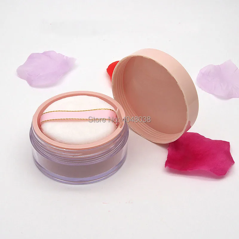 Round Loose Powder Case 20 Gram Empty Makeup Box Elasticated Net Loose Powder Portable Cosmetic Container with a Puff  Dia 64mm