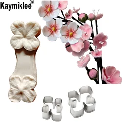 Plum Blossom Veiner Cutter Silicone Mould Cake Decorating Tools ,Sugarcraft Mold Fondant Gumpaste Candy Mold CS281